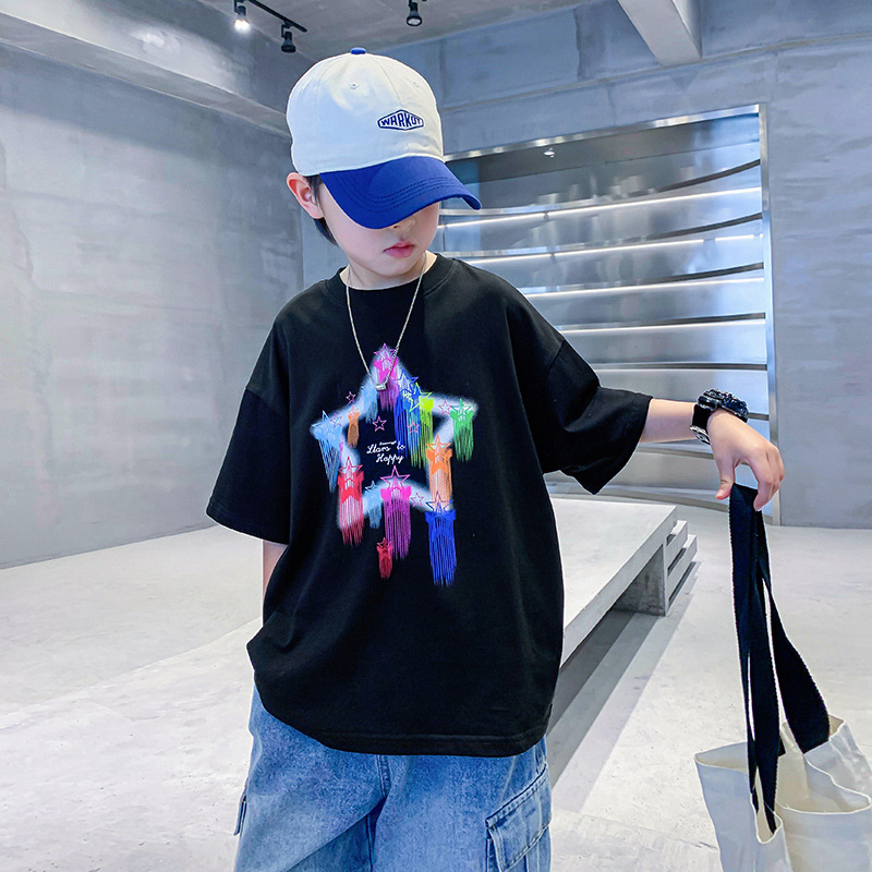 T-shirts Kids Tshirts 2024 New Fashion Shirt Girl Boy Summer Short Sleeves Cotton Cool Baby Quality Shirts Cartoon Print Shirts Handsome DJD2407136Y25