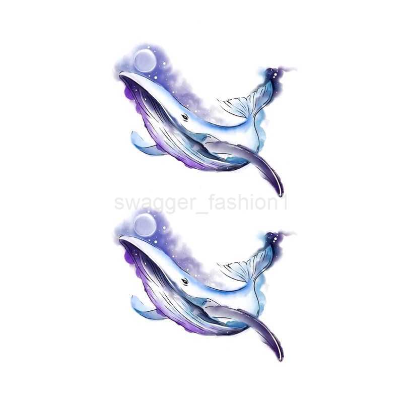 Tattoo Stickers Luckly Fish Whale Tail Moon Flower Fake Tatto Waterproof Temporary Hand Tatoo for Women Men Makeup ArtB240713