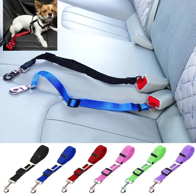 Adjustable Dog Cat Car Safety Seat Belt Nylon Lead Harness for Pet Puppy Kitten Vehicle Security Leash 45-72cm