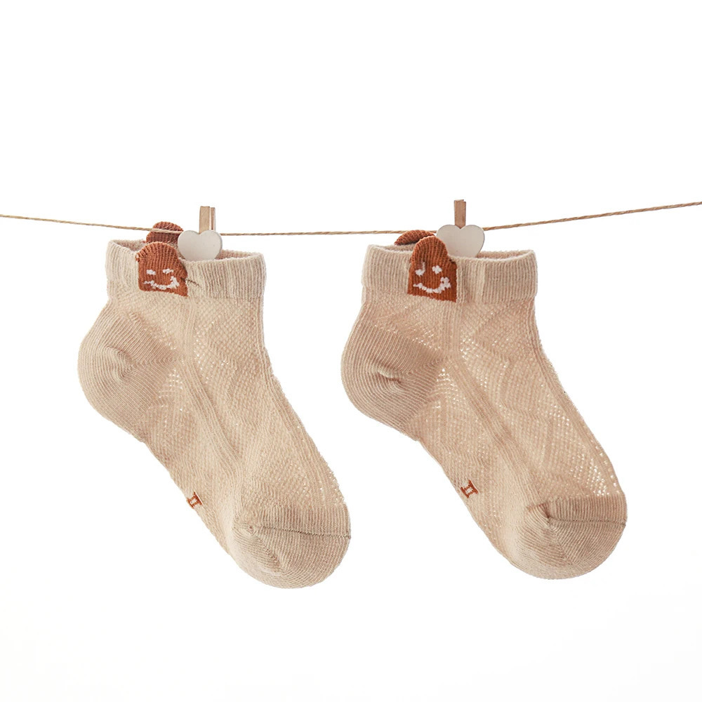 5Pairs/lot Summer Spring Baby Socks Thin Mesh Cotton Kids Socks Lovely Smile Cute Boy Socks 240703CJ