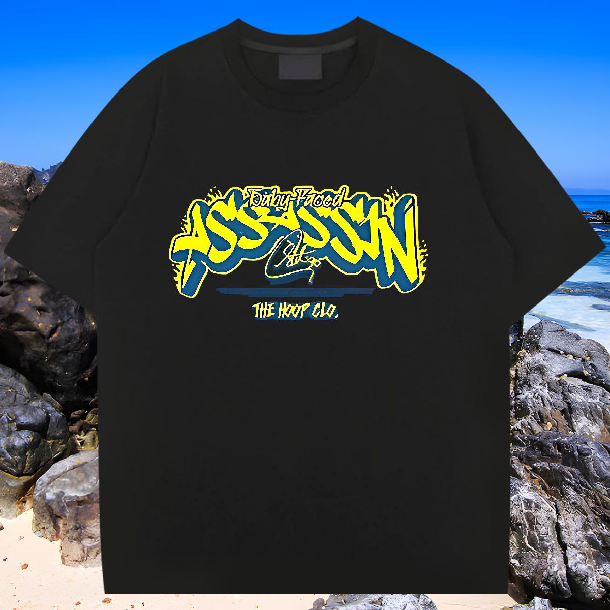 Classic Casual Man T Shirts DIY Anime Street Casual Men Tops Tees O-Neck Short Sleeve Cotton Loose Fit