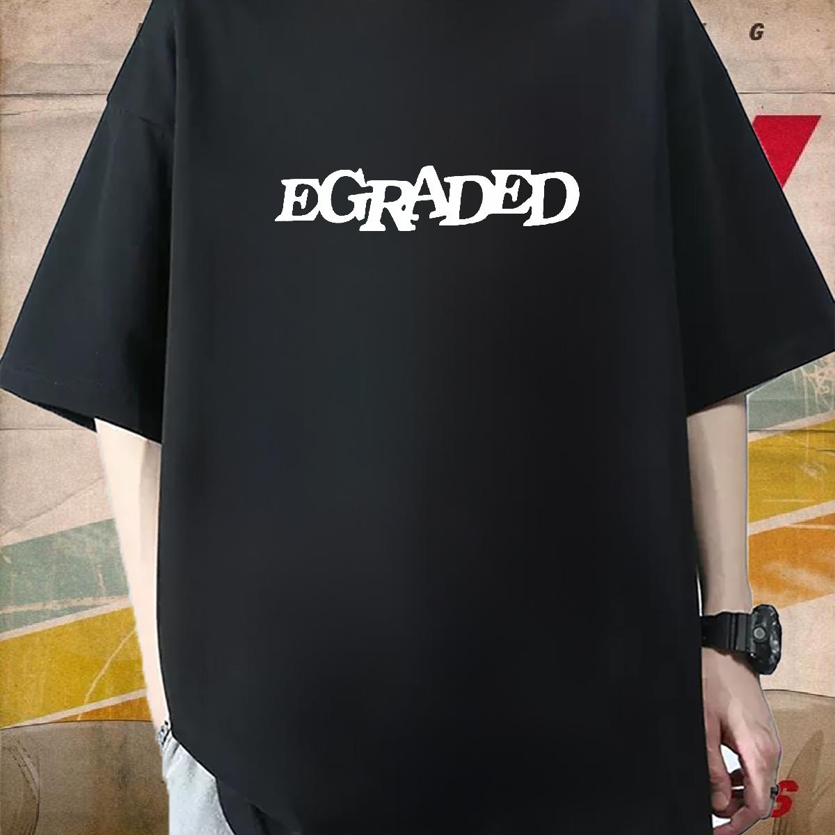 Classic Casual Men T Shirts Anime Print Hip Hop Mens Tshirts Breathable Crew Neck Cotton Loose Fit