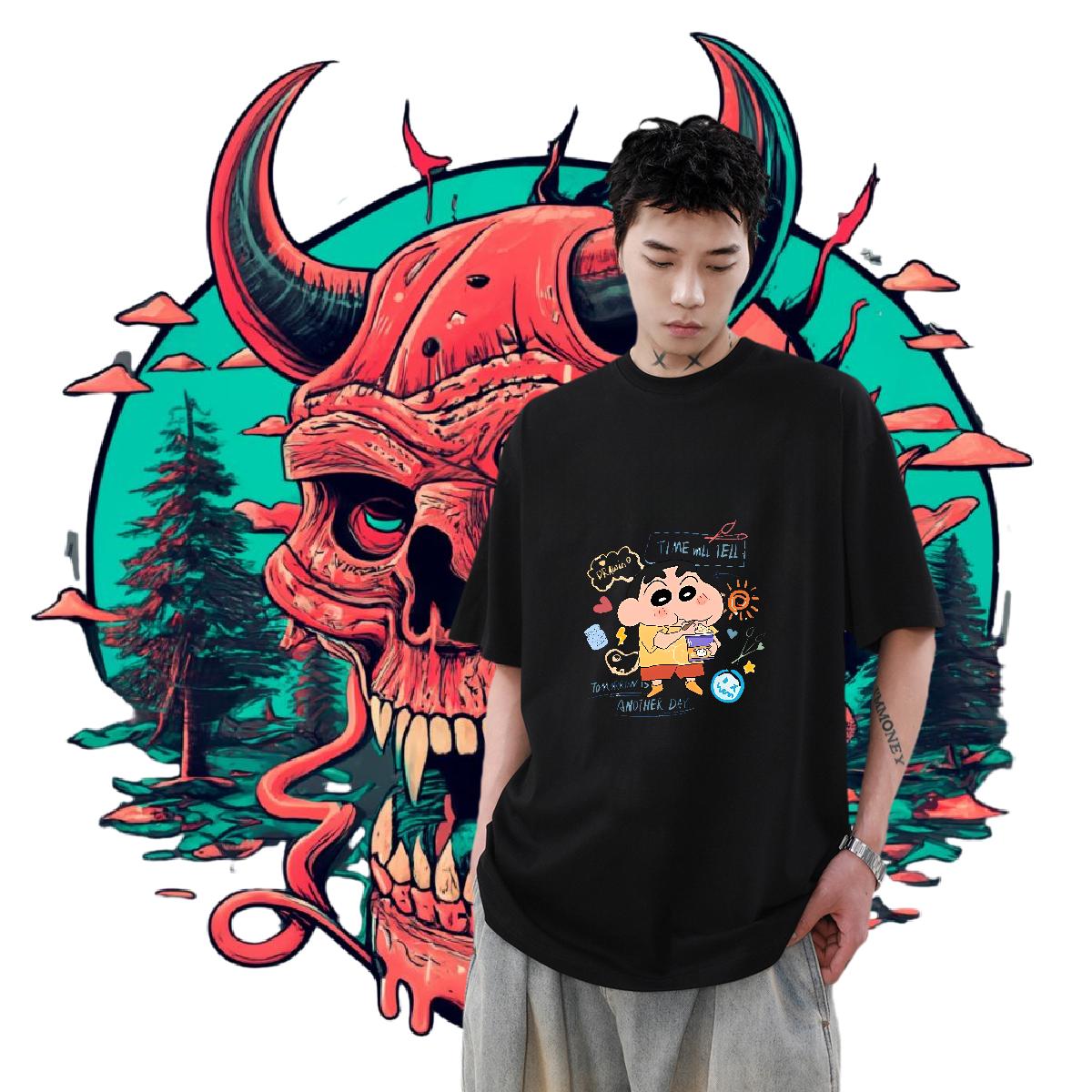 Cool T shirt Street O-Neck Short Sleeve Cotton Men Clothes T-Shirt Fashion New Floral Print Top Tees