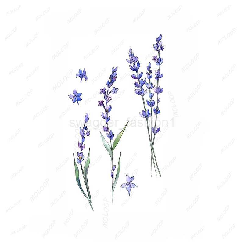 Colorful Flower Temporary Tattoo Stickers Rose Lavender Butterfly Fake Tatto Waterproof Tatoo Chest Hand Small Size for WomenB240713