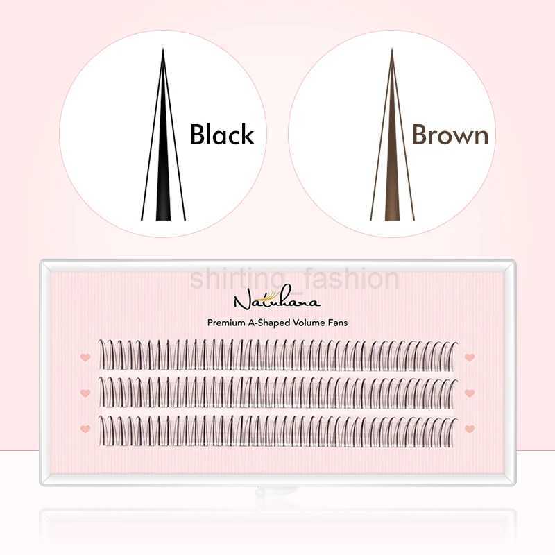 NATUHANA Black Brown A/M Shape Premade Eyelashes Makeup Individual Lashes Cluster Spikes Lash Wispy Fluffy False EyelashesCL240713