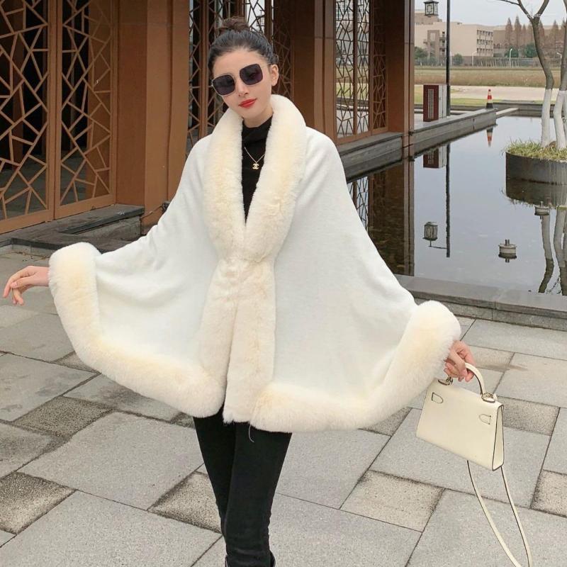 Scarves Amazon Cross-border Shawl Cheongsam Outer Poncho Cloak Imitation Rex Fur Collar Noble Women's Autumn And Winter