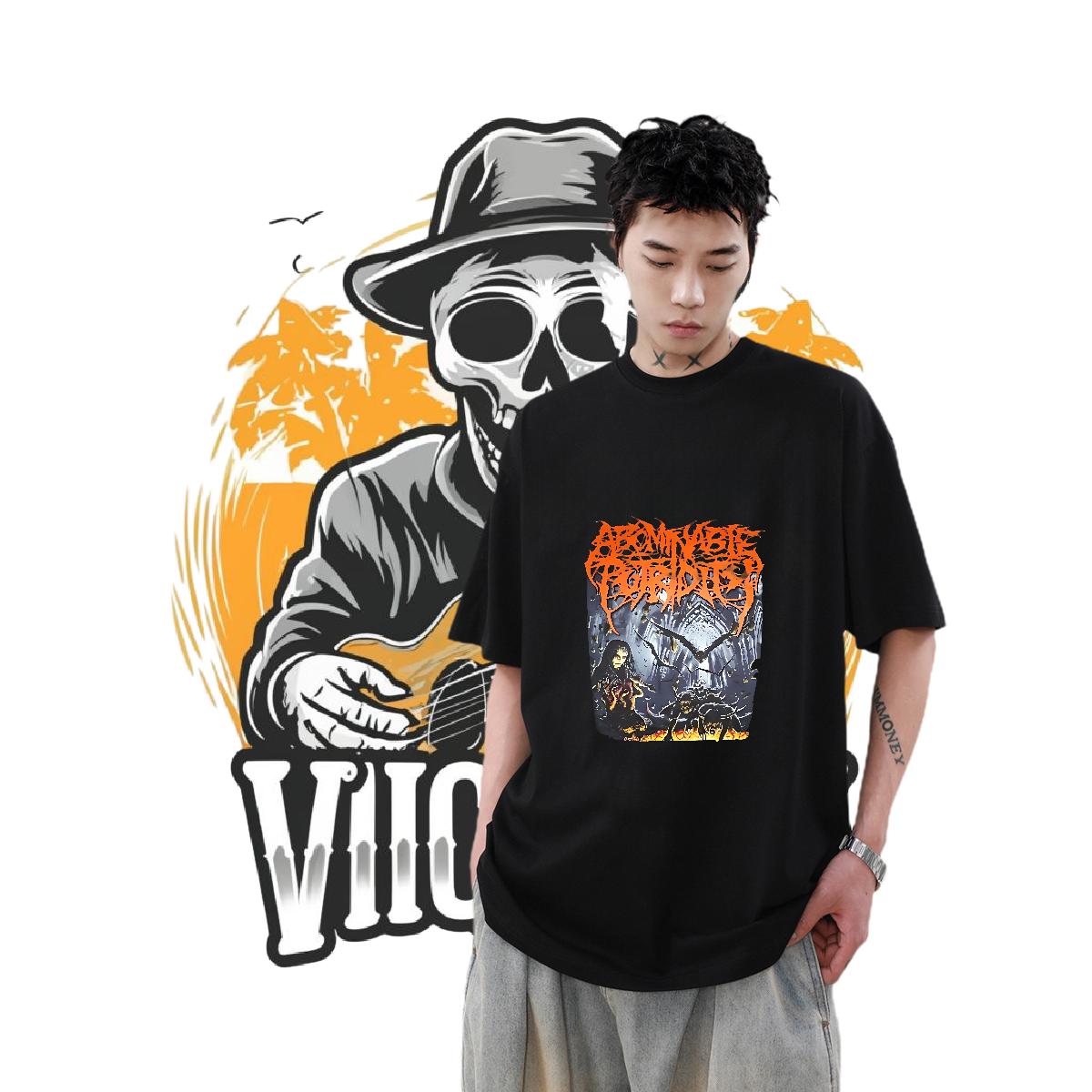 Wholesale Men Tshirts Cotton Breathable Street Wear T-Shirts Skull Fashion New Tees