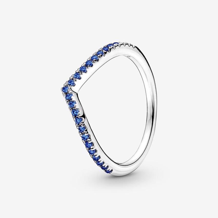 Timeless Wish Sparkling Blue Ring Diamond Stacking Rings 925 Sterling Silver Jewelry Girlfriend Gift rings with Retail Box SET High quality