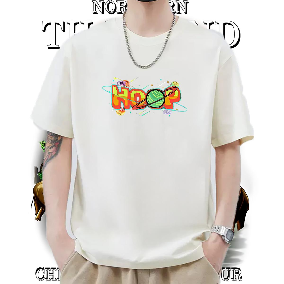 2024 DIY Man T Shirts Cartoon Print Men Tshirts Spring Summer 180g Cotton Loose Tees Shirts