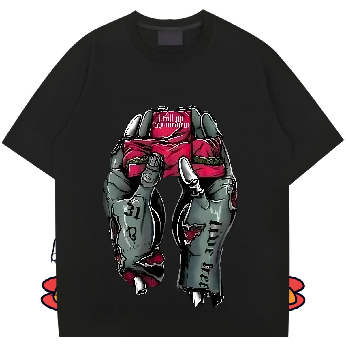 Fashion Casual Man T Shirts Skull Men Tees Daily Outfit O-Neck Short Sleeve Cotton 5A Tops Shirt