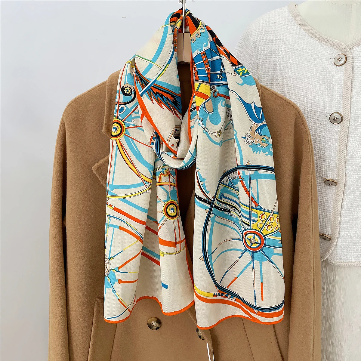 160x33CM Winter Thicken Silk Cashmere Scarf Women Hand Rolled Shawls Big Dots Print Long Scarves Wrap Bandana Big Hijabs Female 240712