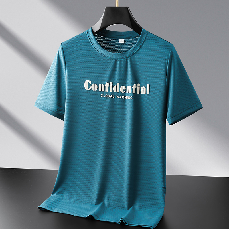 Short sleeved ice silk t-shirt for men, cool feeling, sun protection, summer thin design, inner T-shirt, quick drying, sporty, loose and trendy