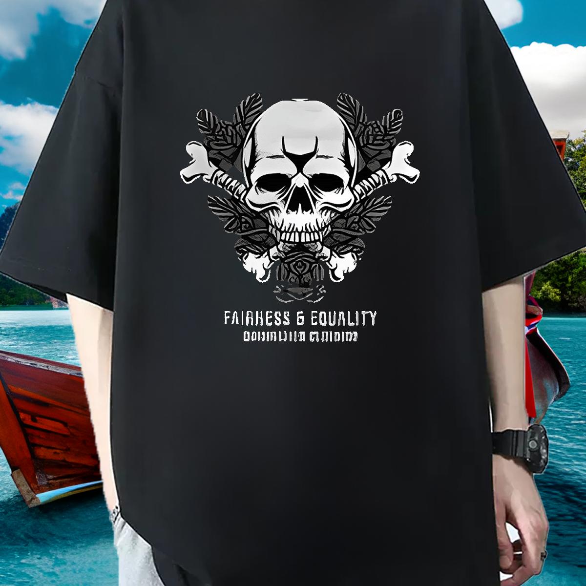 2024 Summer T-Shirts for Men Floral Print Anime Printing Street Men Tops Tees Cotton Breathable Short Sleeve 5A