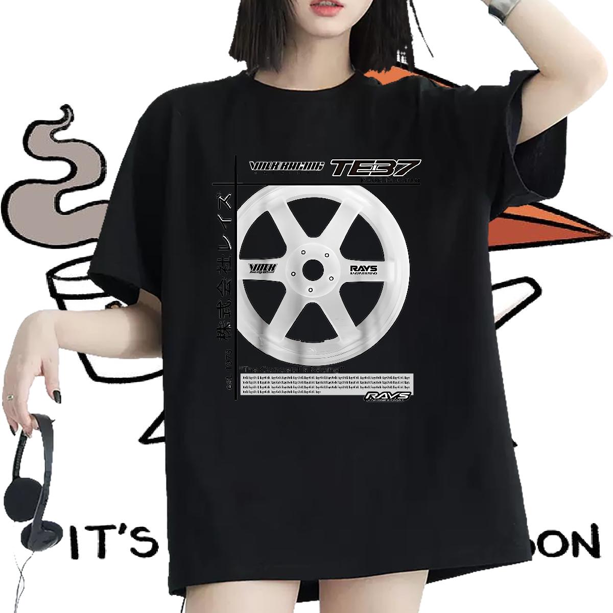 Cotton Breathable Womens T Shirts Casual New Summer Casual Womens Tshirts Cartoon Printing S-3XL Unisex Tops Shirt