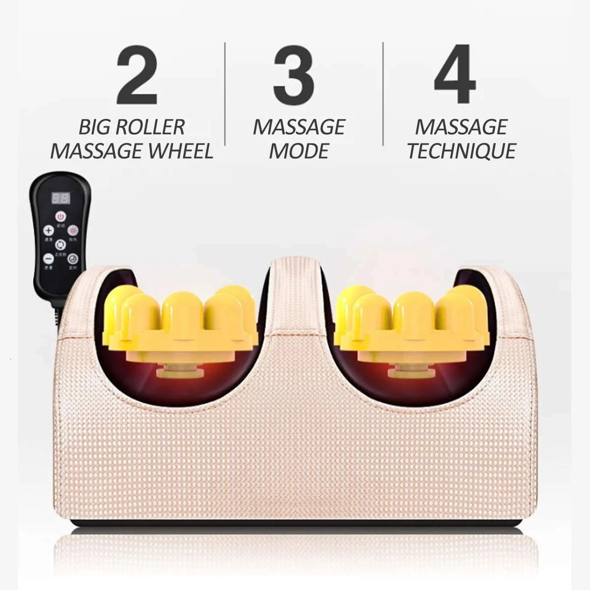 Electric foot massager heating roller with remote control finger pressure kneading deep tissue muscles daily relieving foot pressure 240713