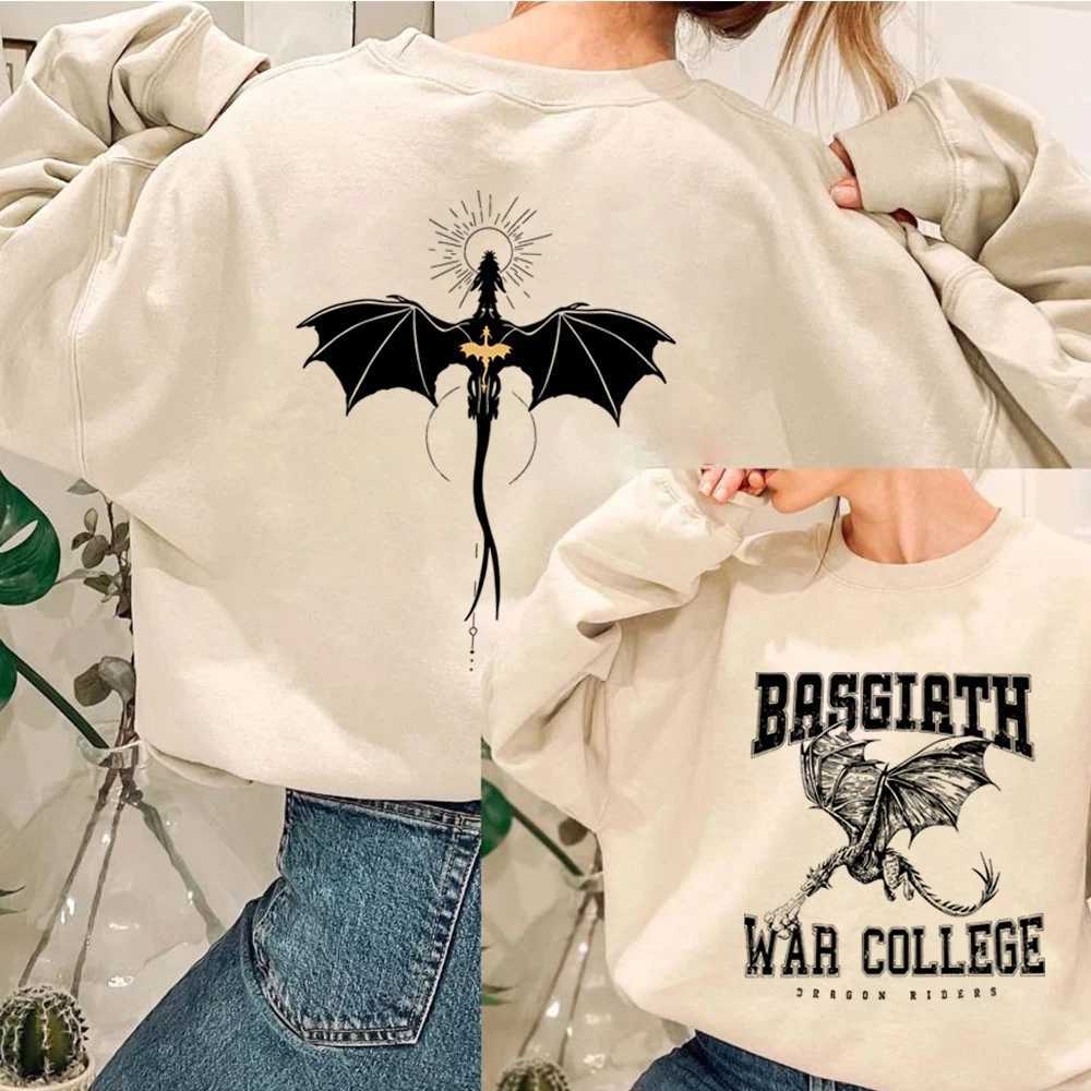 Womens Hoodies Sweatshirts Basgiath War College Double sided Crewneck Sweatshirt Fourth Wing Sweatshirt Violet Sorrengail Bookish Hoodie Unisex Sweats
