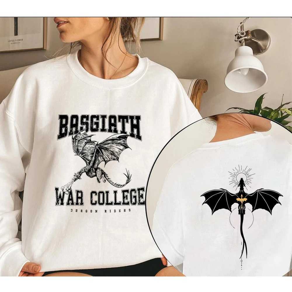 Womens Hoodies Sweatshirts Basgiath War College Double sided Crewneck Sweatshirt Fourth Wing Sweatshirt Violet Sorrengail Bookish Hoodie Unisex Sweats