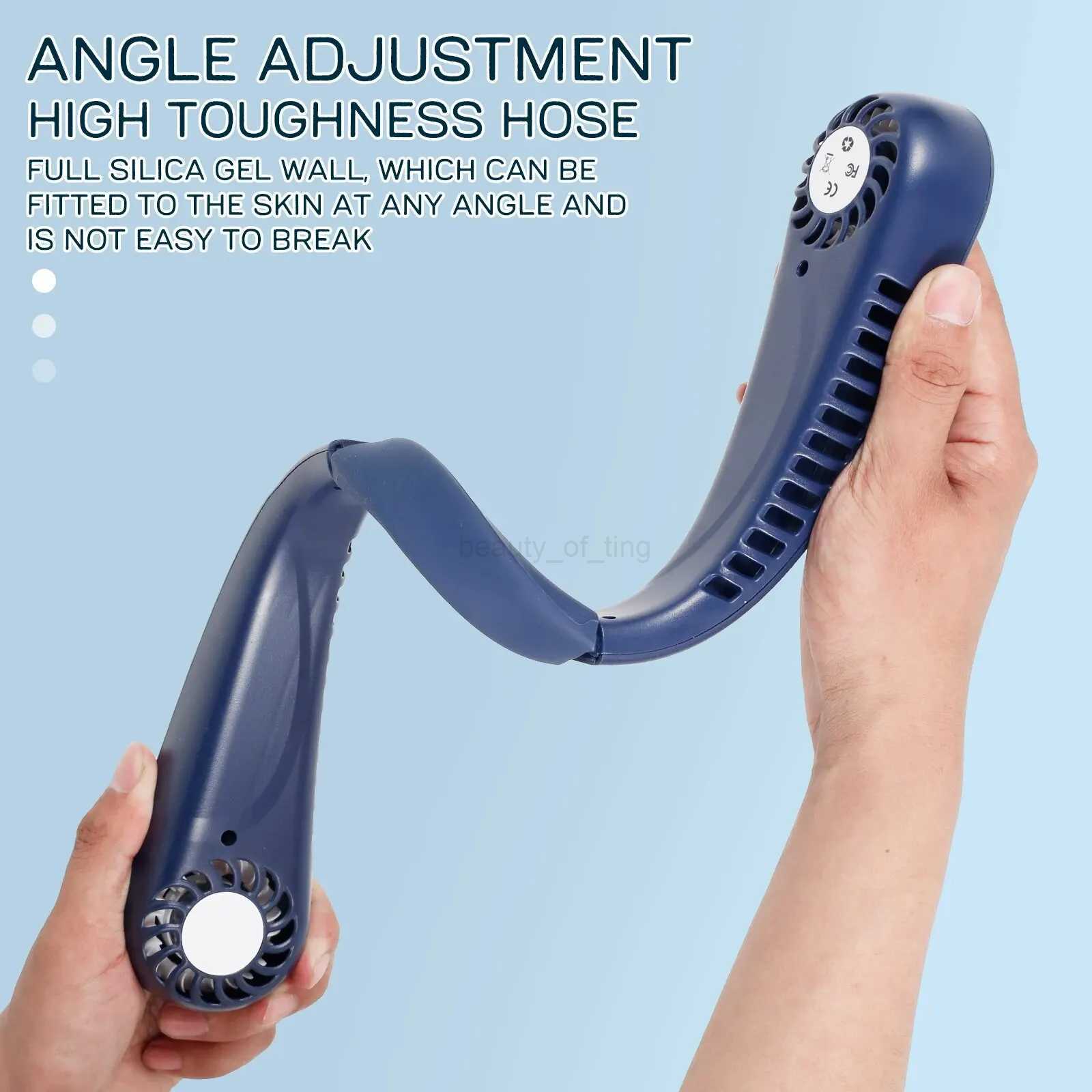 Portable Neck Fans Mini LED Digital Display Bladeless Fan 1200mAh USB Rechargeable Hands Free Cooling Fan with 5 Wind SpeedCL240712