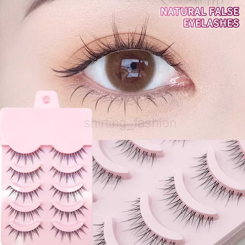 Manga Lashes 5 Pairs Anime Cosplay Faux Mink Lashes Korean Natural short Full Strip Lashes Clear Band Soft Eyelash Extension HotCL240713