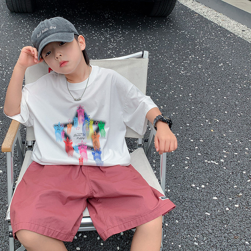 T-shirts Kids Tshirts 2024 New Fashion Shirt Girl Boy Summer Short Sleeves Cotton Cool Baby Quality Shirts Cartoon Print Shirts Handsome DJD2407136Y25