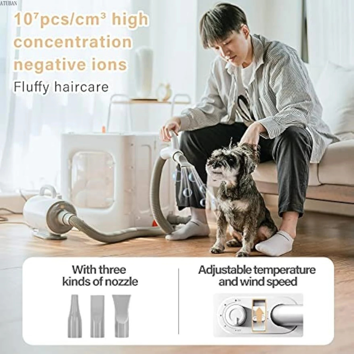Pet Hair Dryer Grooming Blower Foldable Separated Cat Blow Dryer Box 62L Capacity for Cats and Small Dogs,Fast Pet Drying Blower