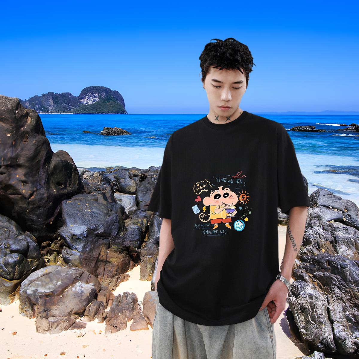 Classic Casual T shirt Black White Couples T Shirts Street Casual Round Neck Short Sleeve Loose Fit Tops Tees