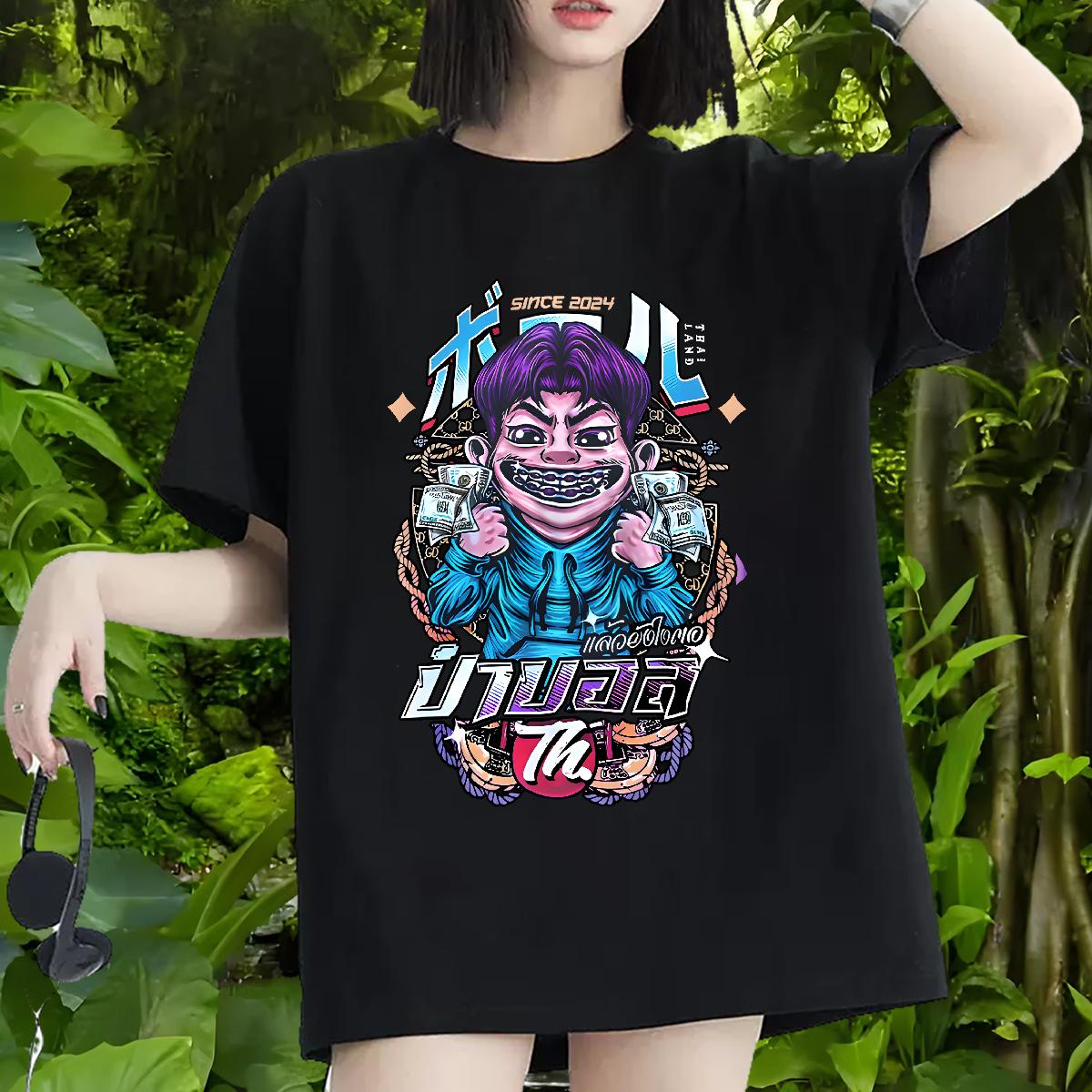 Unisex Womens T Shirts Breathable Crew Neck Cotton Clothes Shirt Street Casual Stylist Woman Tshirt Custom Anime