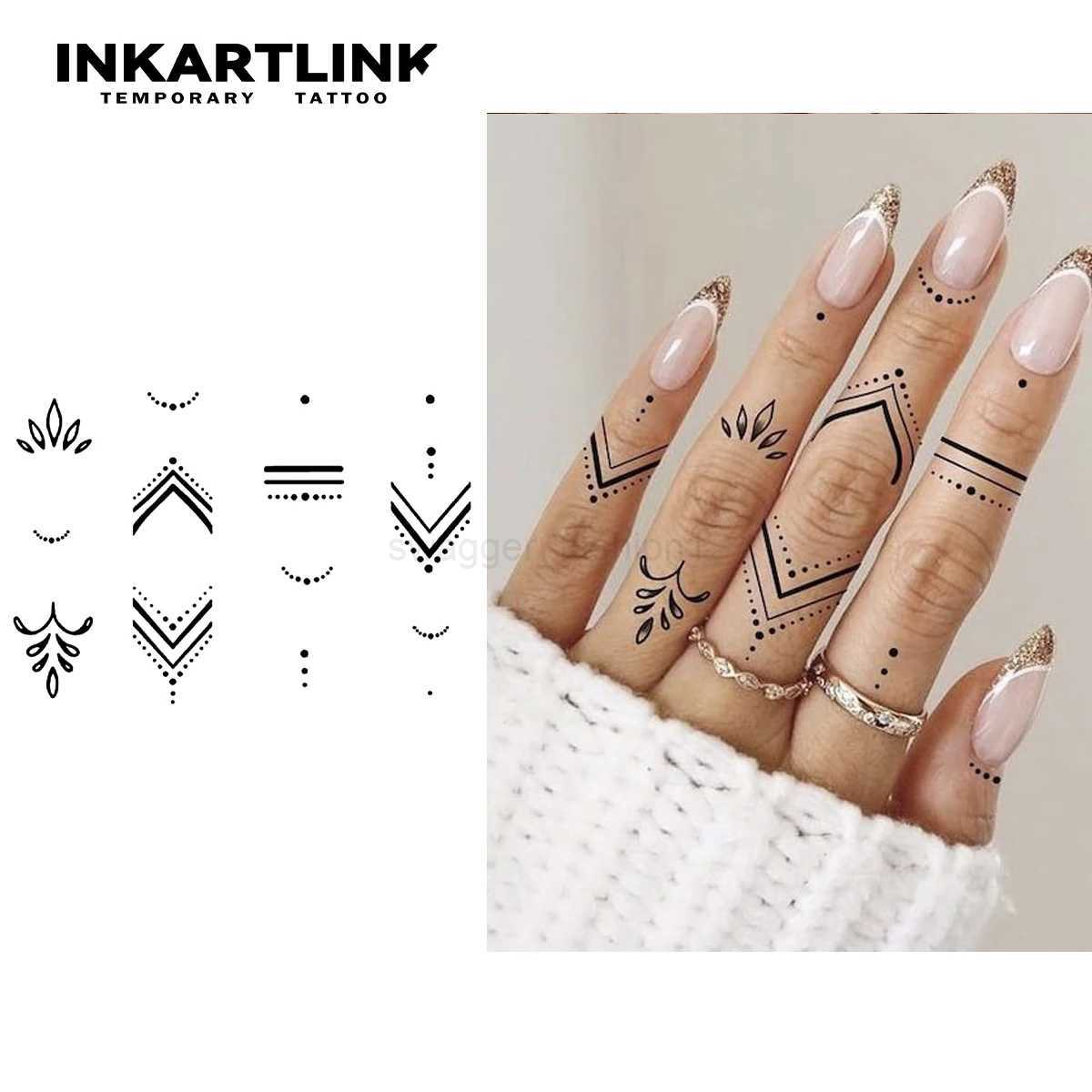 Henna Finger Tattoo (7) temporary tattoo sticker waterproof magic tattoo lasts to 15 days fake tattoo semi permanent tattooB2407113