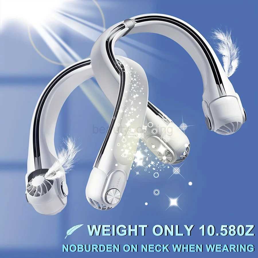 2024 New 360 Air Supply Hanging Neck Fan Portable Air Conditioner Bladeless Fan Rechargeable Air Cooler Tilting Strong WindCL240712