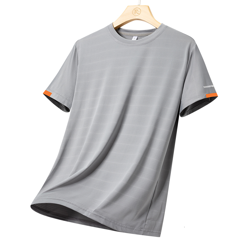 Yuncang Flash Hair Ice Silk Short Sleeve for Men's Summer Thin, Loose, Sports Speed Drying High Quality T-shirt