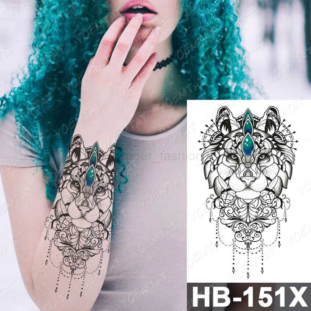 Waterproof Temporary Tattoo Sticker Flowers Cat Lynx Flash Tattoos Owl Satan Goat Body Art Arm Fake Tatoo Women MenB240713