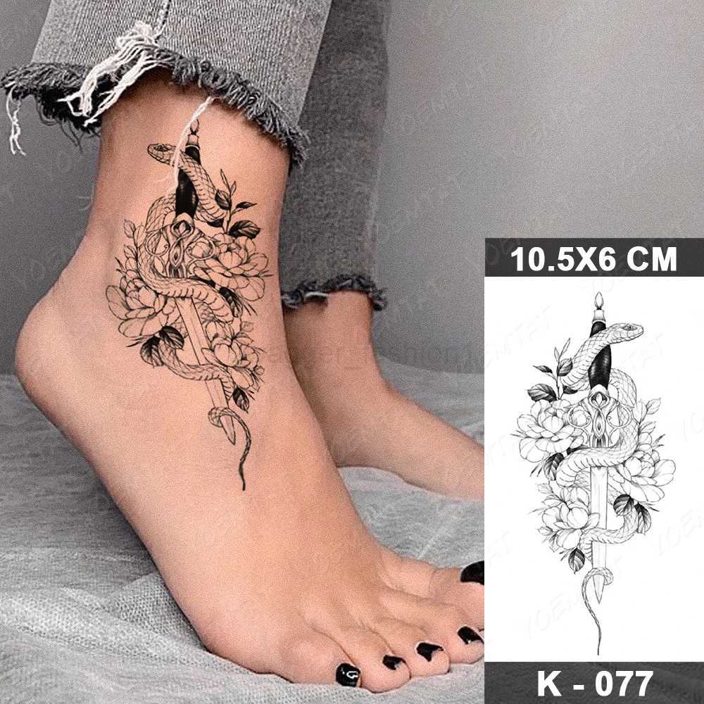 Waterproof Temporary Tattoo Sticker Old School Flash Tatoo Dark Snake Scorpion Arm Wrist Fake Tatto For Body Art Women MenB240713