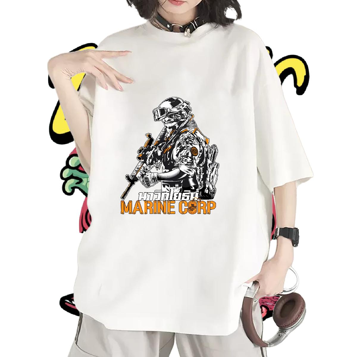 Lady Womens T Shirts Short sleeve Cotton Soft Clothes Daily Outfit Fashion Casual Women Tees Cartoon Floral Printing