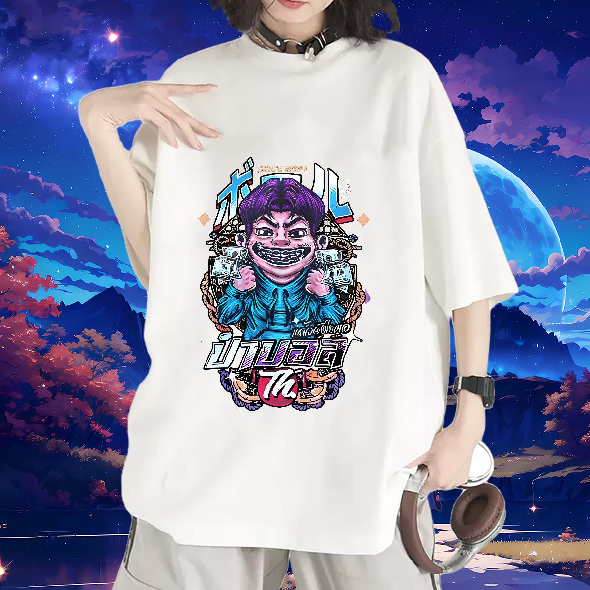 Loose Woman T Shirts Crew Neck Cotton Tshirts Street Fashion Tshirt for Man Woman Cartoon Printing S-3XL