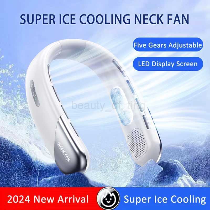 2024 New Portable Air Conditioner Bladeless Neck Fan Mute Portable Fan Air Cooler with LED Digital Display Ultra Long EnduranceCL240712