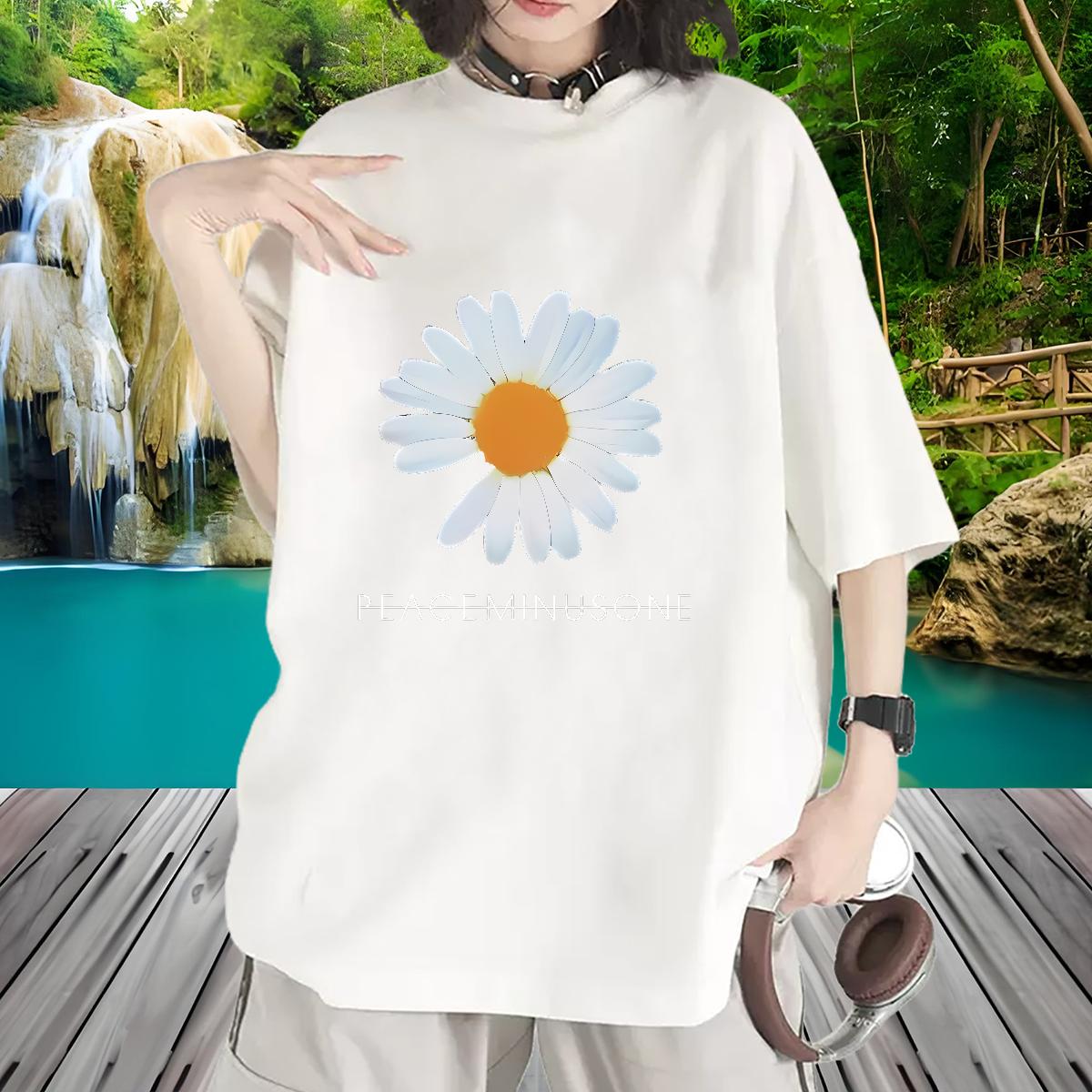 Short sleeve Cotton Soft Womens T Shirts 2024 Casual Sports Casual Lady T shirt Cartoon Floral Printing Unisex Tshirts