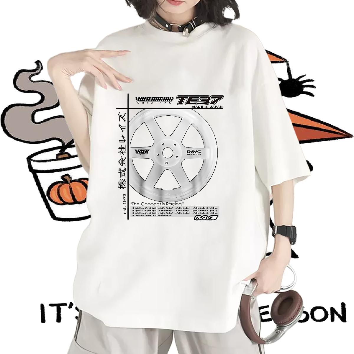 Cotton Breathable Womens T Shirts Casual New Summer Casual Womens Tshirts Cartoon Printing S-3XL Unisex Tops Shirt