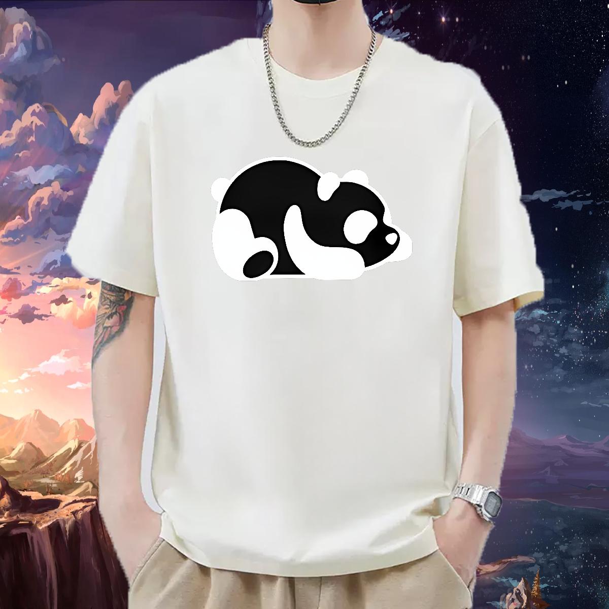 Loose Fit T Shirts Men Outdoor Short Sleeve Cotton O-Neck Men Tees DIY Cartoon Print Tops Tees