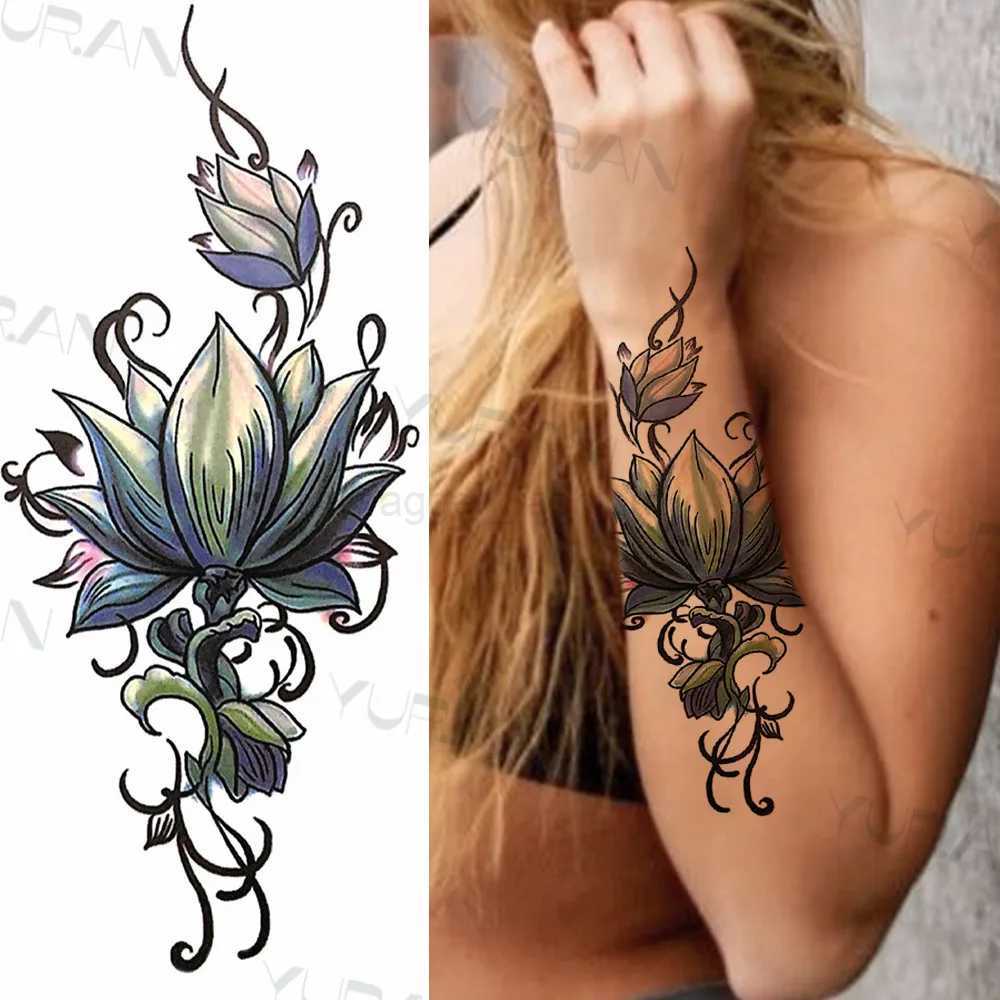 Lace Butterfly Rose Temporary Tattoo For Women Adult Henna Elephant Pendant Moon Flower Fake Tatoo Waterproof Arm Tattoo StickerB240713
