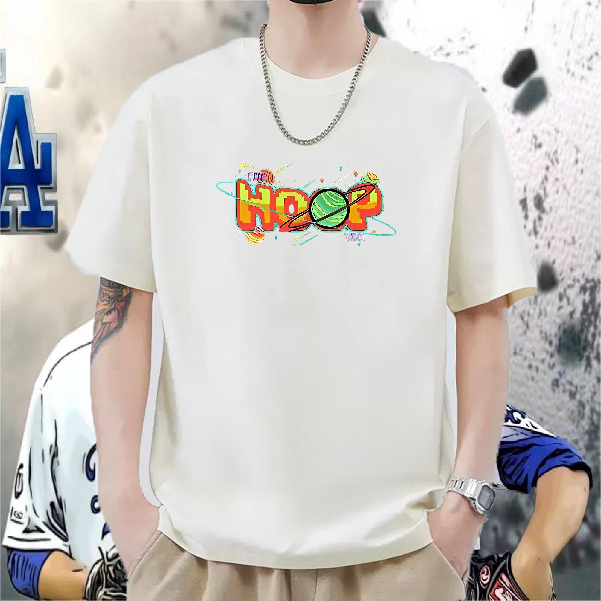 Loose Mens T Shirts High Street Hip Hop Cotton O Neck Short Sleeves Tshirts Custom Custom Print Oversized Tee Shirt