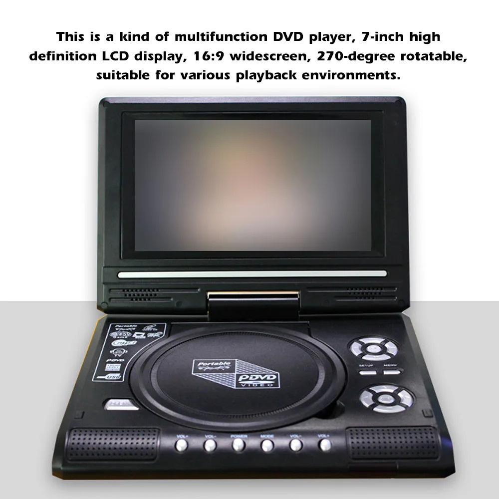 78inch 16 9 Widescreen DVD Player 270° Rotatable LCD Screen Home Car TV Portable VCD MP3 Viewer with Game Function 240711 - view 5