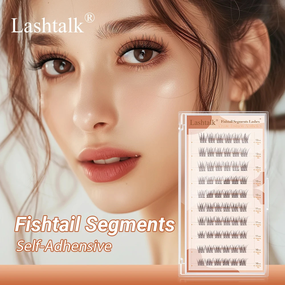 Lashtalk Fishtail Segments Lashes Self Adhesive DIY False Eyelash No Glue r Needed OneStep Reusable PreGlued 60 Cluster 240712