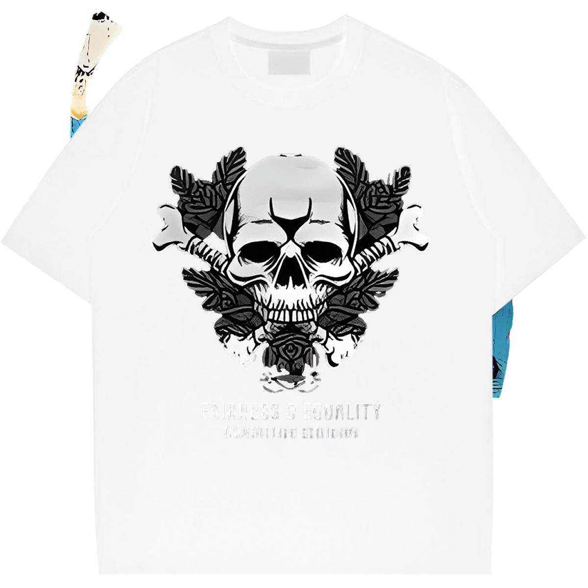 Loose Men Tops Tees O-Neck Short Sleeve Cotton Outdoor Man T Shirts Anime Print Fashion Design Wear