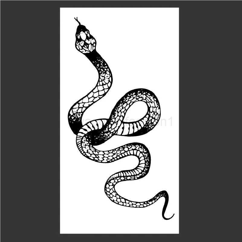 1PC Snake Fake Tattoo Dark Tide Cool Flower Arm Black Mamba Dead Man Snake Skull Disposable Waterproof Tattoo StickersB240713