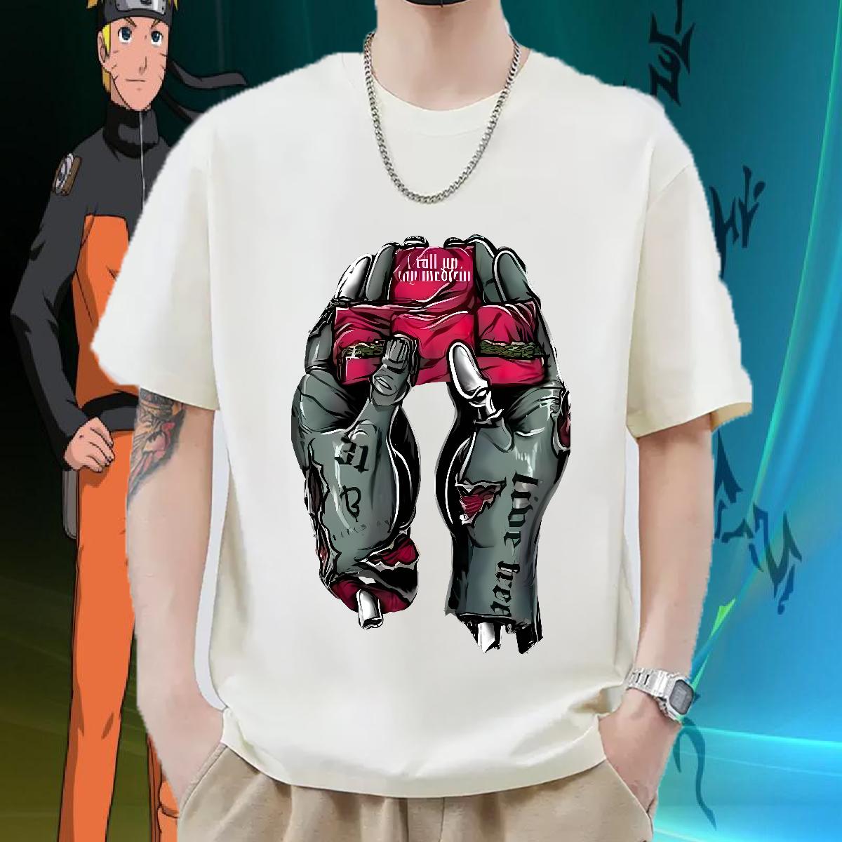 Classic Men Tees Short sleeve Cotton Soft Summer Casual T Shirts Men Anime Print Classic Casual Polos