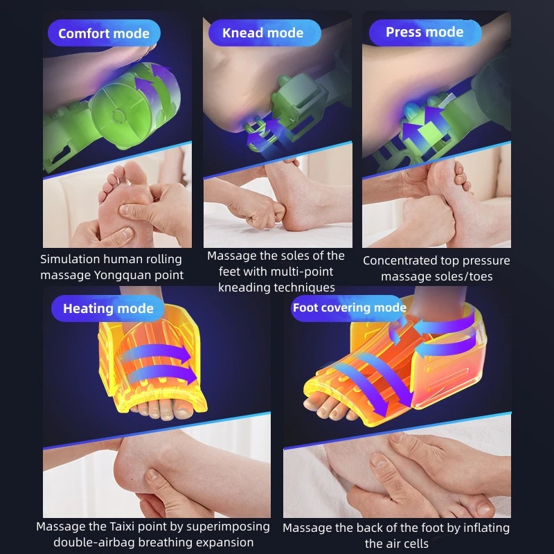 6D electric foot massager with infrared heating treatment finger pressure massage remote control of air pressure fatigue relief gift 240713