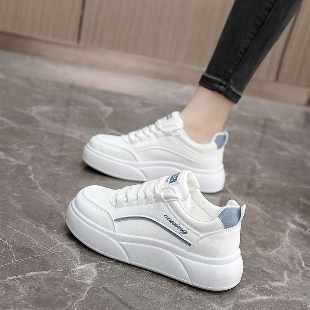 Ddmysports White Women S Thick Soled Versatile Sports Board Shoes Cm Height Increase Simple And Comfortable Paired With Skirts For Casual Running OUTD