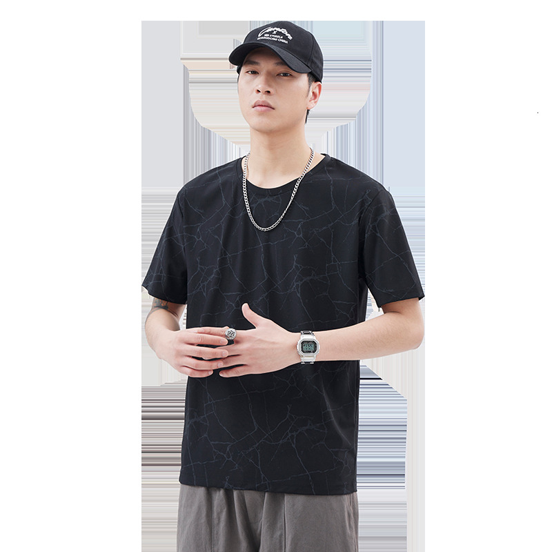 Ice silk T-shirt men's summer running fiess breathable quick drying top thin stretch plus size sportswear