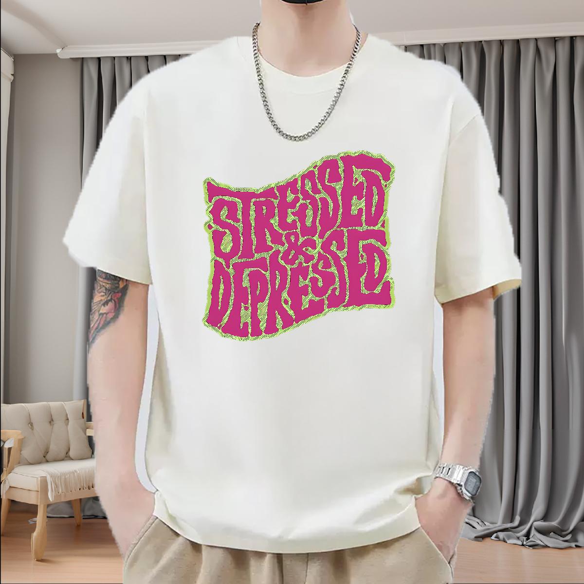 Factory Direct T-Shirts Cartoon Printing S-3XL Sports Casual Mens Tshirts Round Neck Short Sleeve High Quality