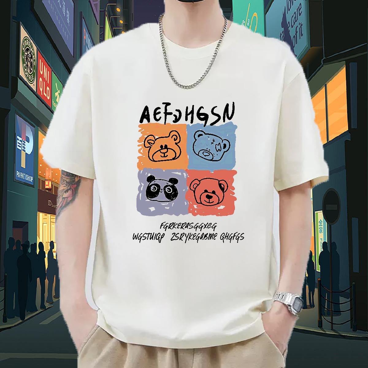 Cool Design Mens Tshirts Round Neck Short Sleeve Street wear Hip Hop T shirt Anime Print Customized Tops Tees